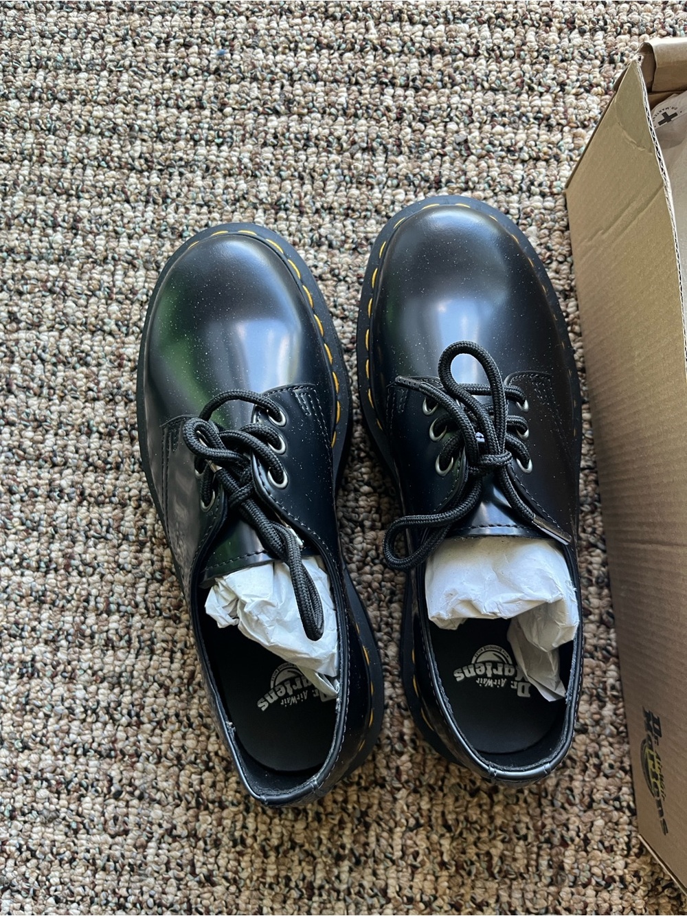 🤍 NIB Dr. Martens Black Smooth Leather Platform 1461 Oxford Shoes - Picture 3 of 9